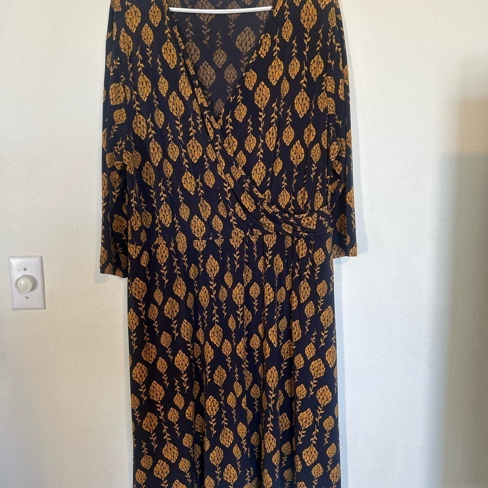 Renee C Navy Blue made in the USA Jersey Wrap Dress 2XL